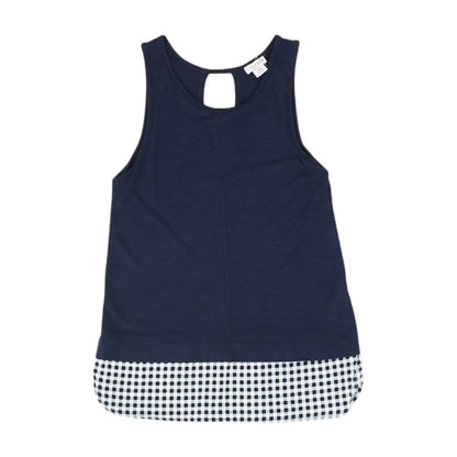 Navy Color Block Sleeveless Blouse