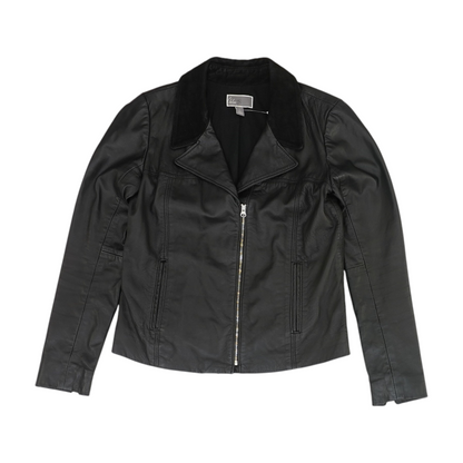 Black Solid Leather Jacket