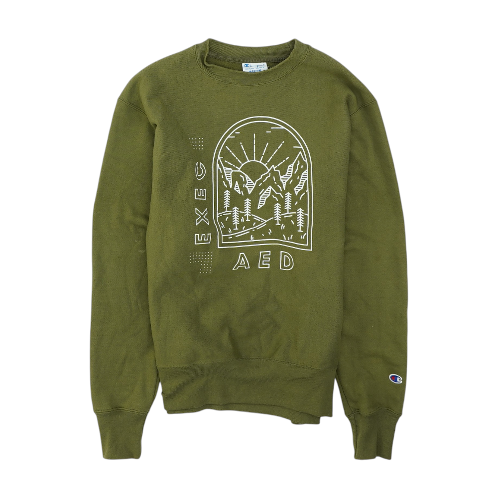 Green Solid Sweatshirt Pullover