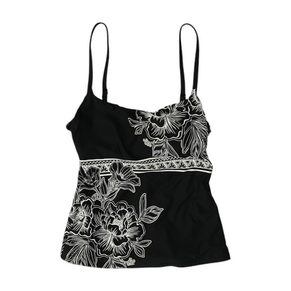 Black Floral Swim Top