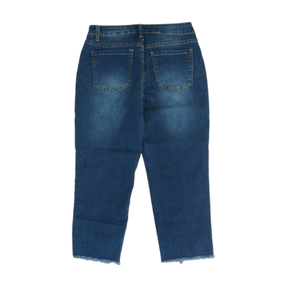 Blue Solid Denim Capris