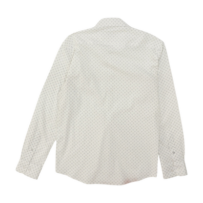 White Print Long Sleeve Button Down