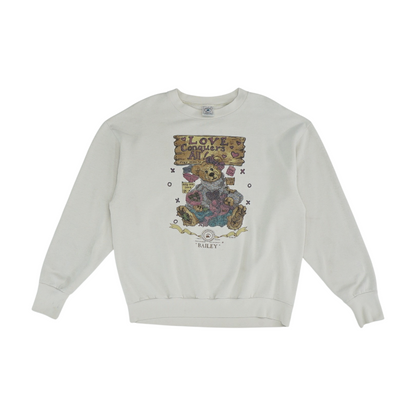 Vintage White Solid Sweatshirt Pullover