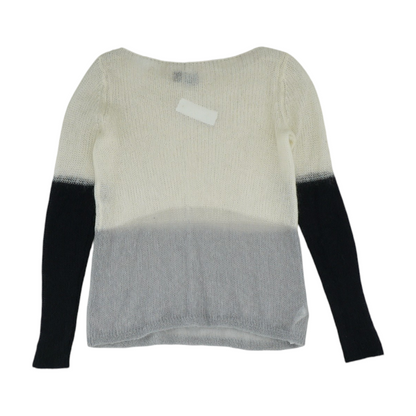 Beige Color Block Pullover Sweater