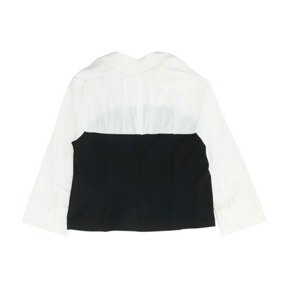 Black Plus Size Color Block Button Down