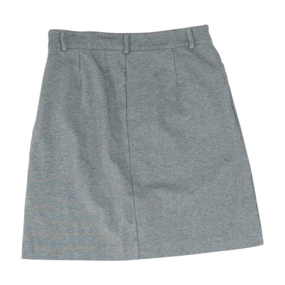Gray Solid Midi Skirt