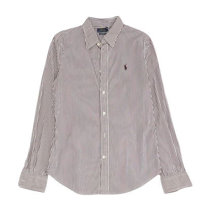 Maroon Striped Long Sleeve Button Down