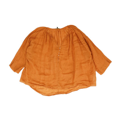 Orange Solid 3/4 Sleeve Blouse