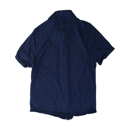 Navy Solid Short Sleeve Button Down