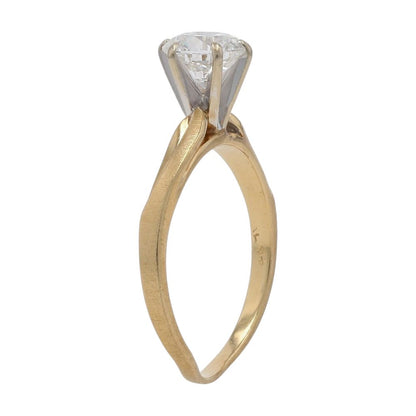 9/10 Ct 14K Gold Round Center Diamond Engagement Ring