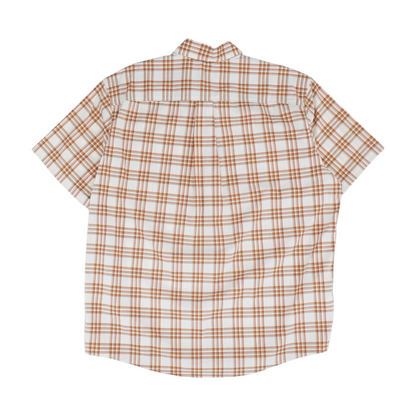 Orange Plaid Short Sleeve Button Down