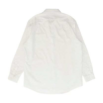 White Tall Solid Long Sleeve Button Down