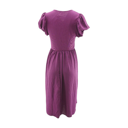 Magenta Solid Midi Dress