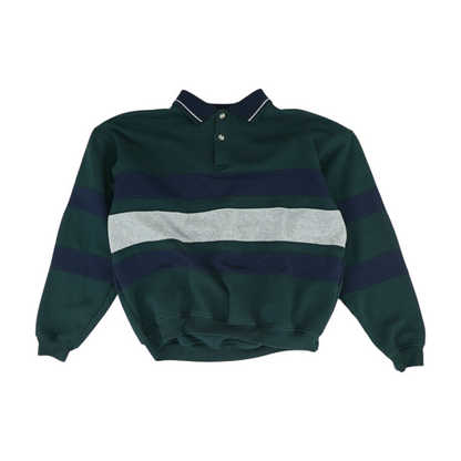 Green Striped 1/4 Zip Pullover