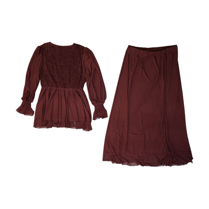 Mauve Plus Solid Skirt Set
