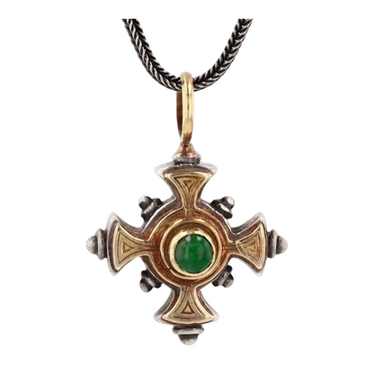 Sterling Silver Green Stone Pendant Necklace