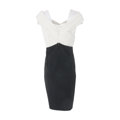 Black Color Block Midi Dress