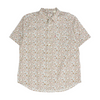 Beige Floral Short Sleeve Button Down