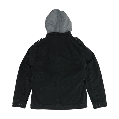 Black Solid Denim Jacket