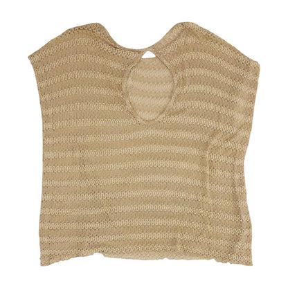 Tan Solid Short Sleeve Blouse