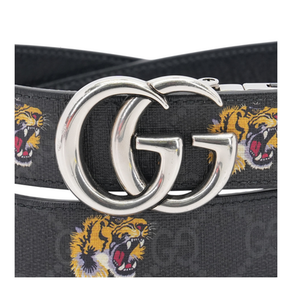 GG Marmont Tiger Print Reversible Belt in Black