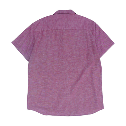Red Solid Short Sleeve Button Down