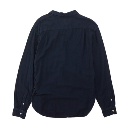 Navy Solid Flannel Button Down