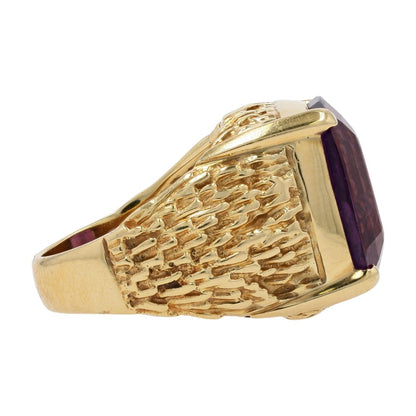 18K Gold Large Deep Purple Specialty Cut Square Stone Cocktail Ring
