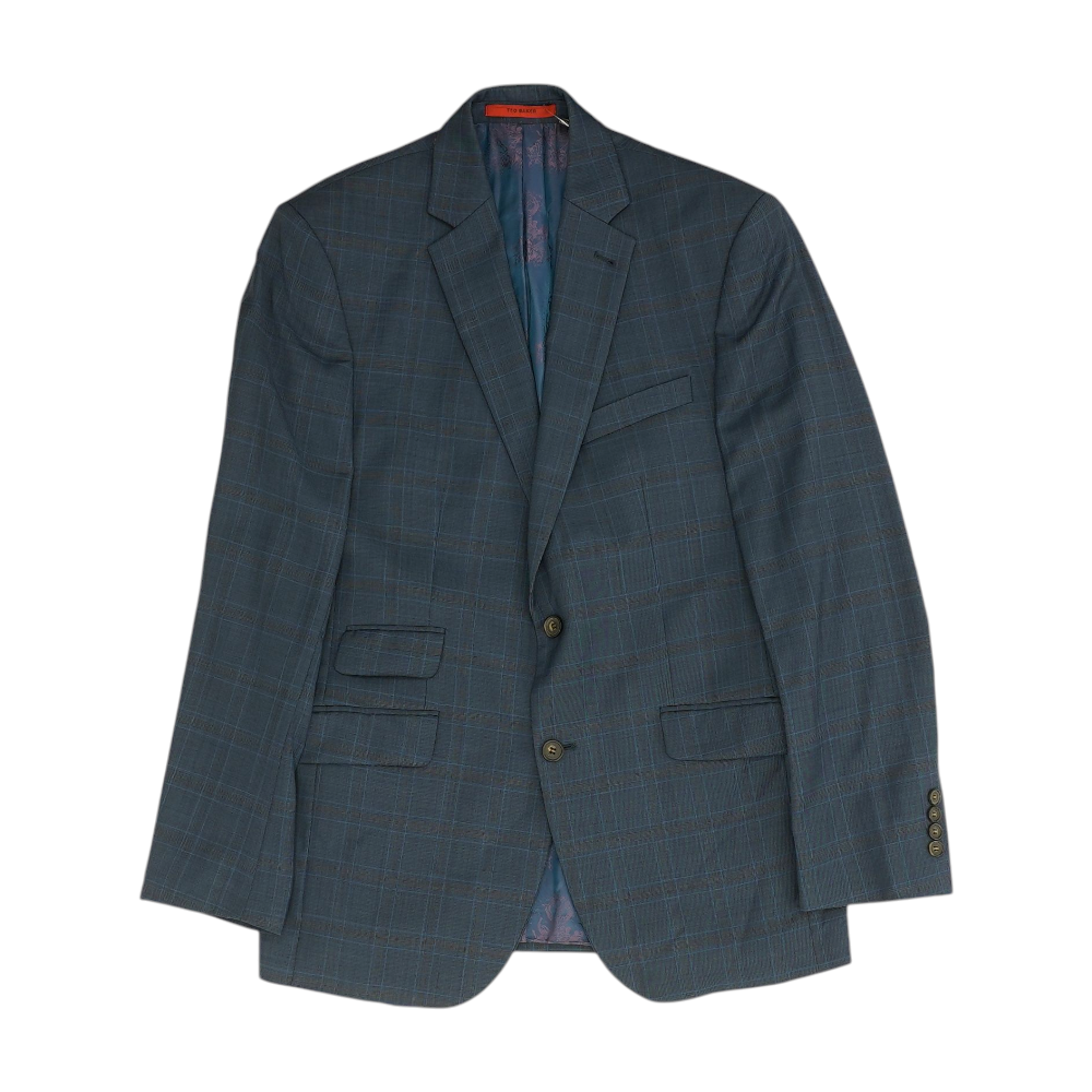 Navy Plaid Suit Jacket