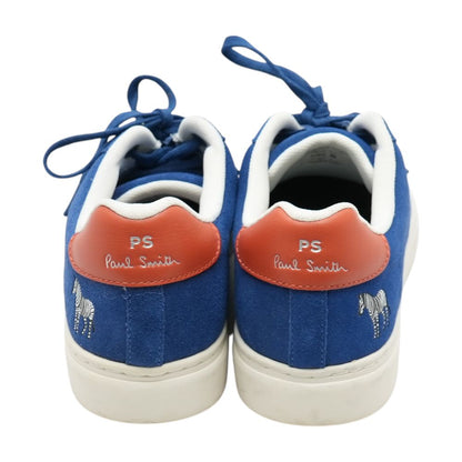 Lux Suede-Trimmed Leather Sneakers Blue Low Top Athletic Shoes