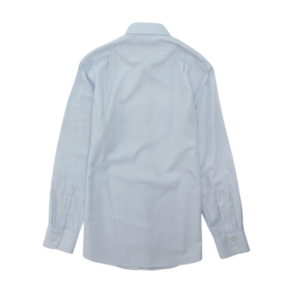 Blue Solid Long Sleeve Button Down