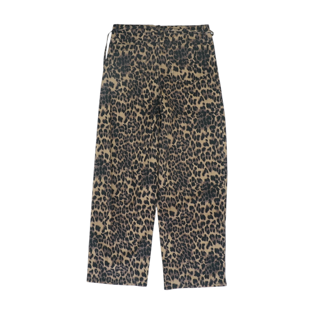 Brown Animal Print Straight Pants