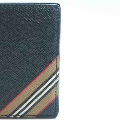 Black Icon Stripe Leather International Bifold Wallet