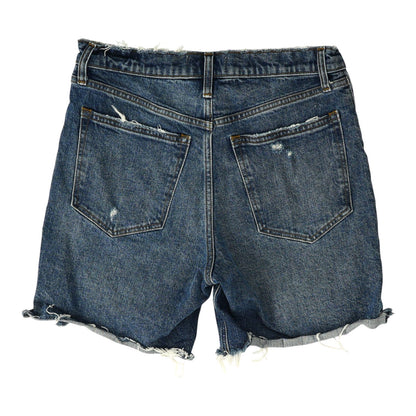 Blue Solid Denim Shorts
