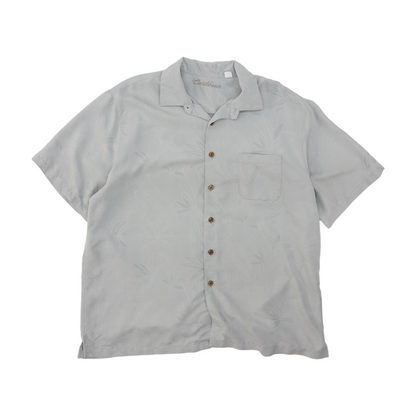 Gray Solid Short Sleeve Button Down
