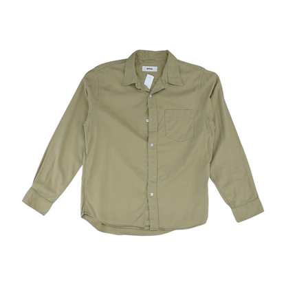 Khaki Solid Long Sleeve Button Down