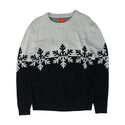 Gray Color Block Pullover Sweater