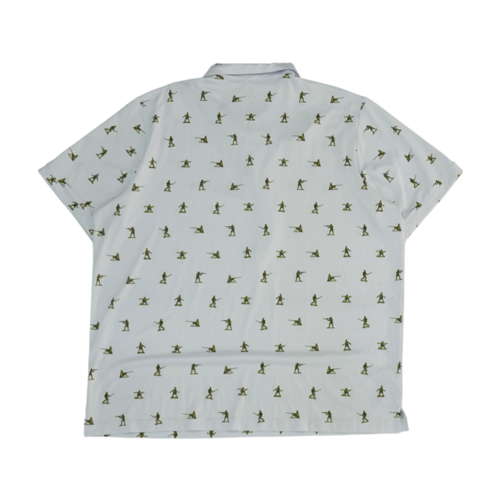 White Print Short Sleeve Polo – Image 2