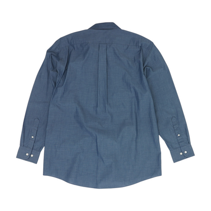 Blue Solid Long Sleeve Button Down