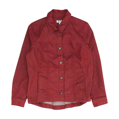 Red Solid Denim Jacket