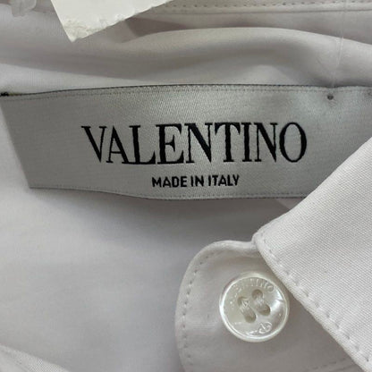 White V-Logo Solid Long Sleeve Button Down