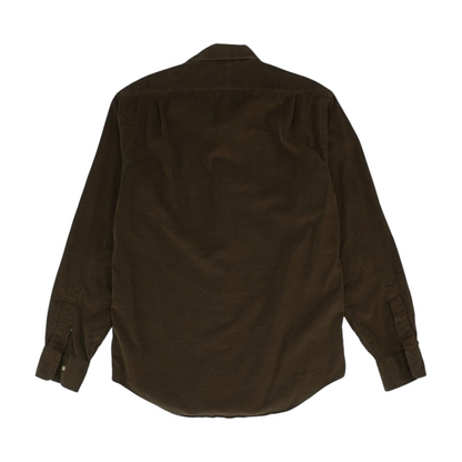 Brown Solid Long Sleeve Button Down