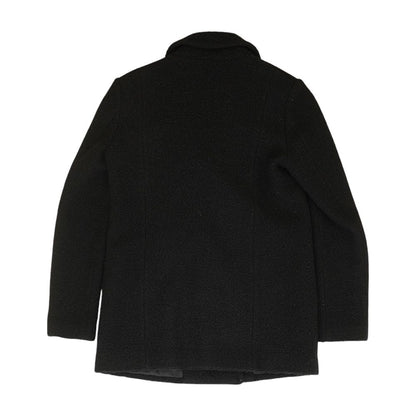 Black Solid Peacoat Coat