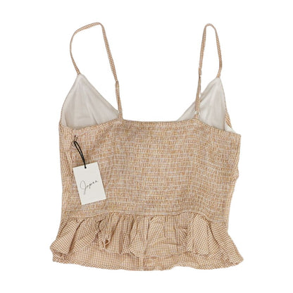 Tan Check Sleeveless Blouse