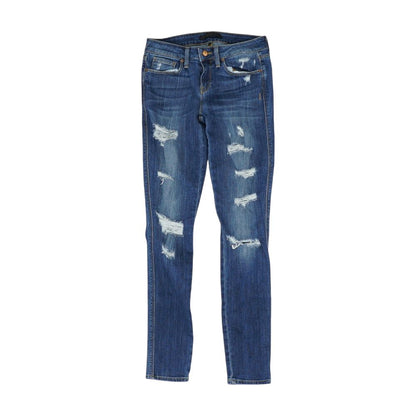Blue Solid Skinny Leg Jeans