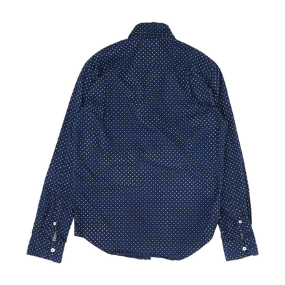 Navy Polka Dot Long Sleeve Button Down