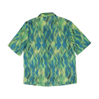 Green Print Short Sleeve Button Down