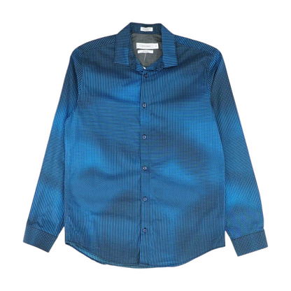 Blue Abstract Long Sleeve Button Down