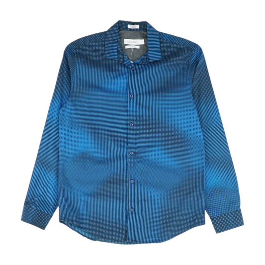 Blue Abstract Long Sleeve Button Down