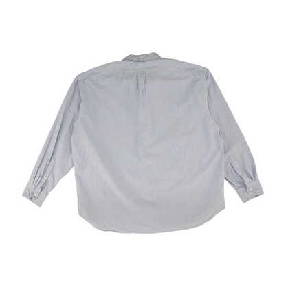 Blue Solid Long Sleeve Button Down